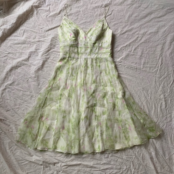 100% Silk Carmen Marc Valvo Spaghetti Strap Dress - Picture 2 of 8